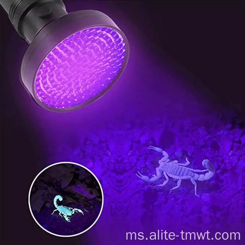Pengesanan lampu suluh ungu yang berkuasa 395nm 100 bateri